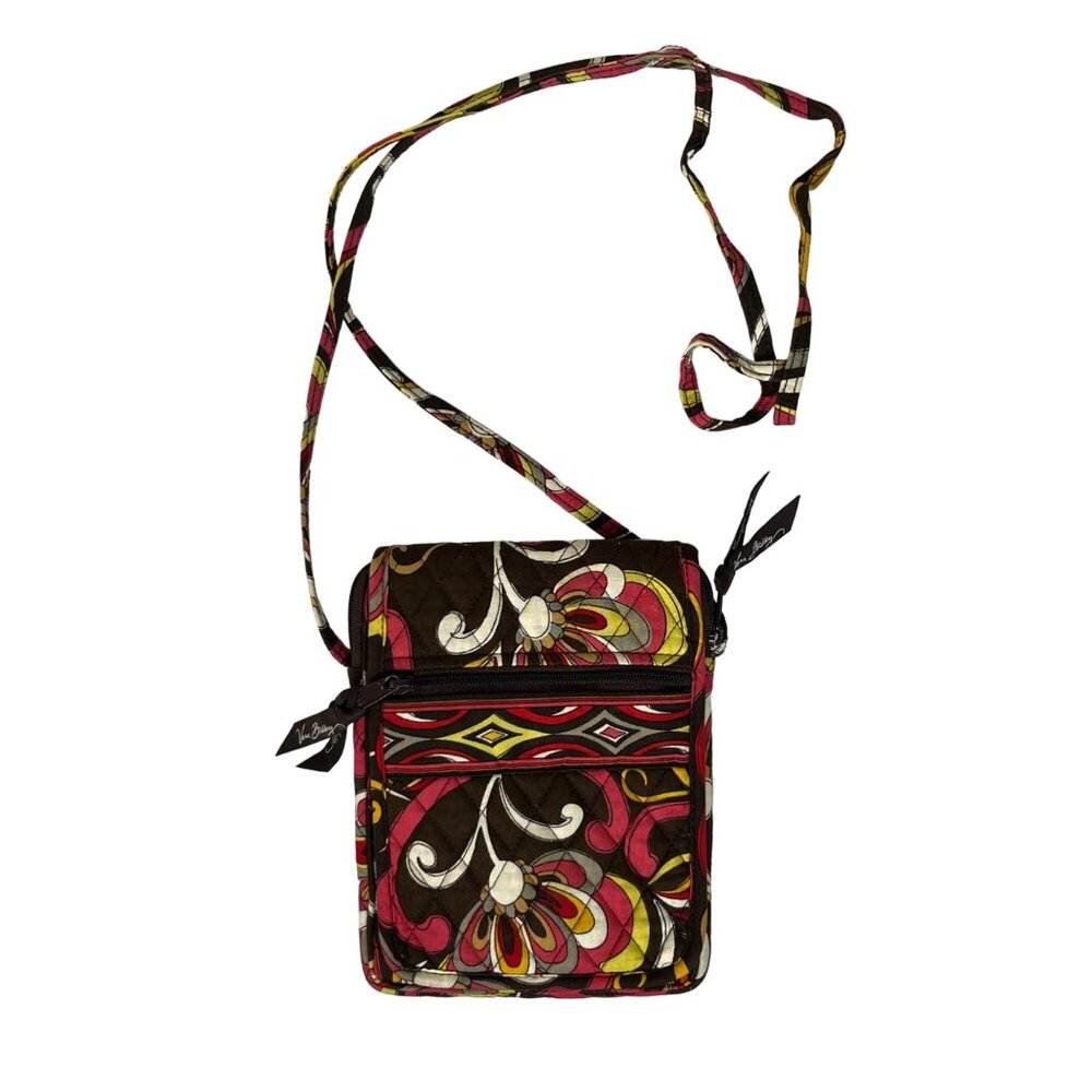 Vera Bradley Puccini Crossbody Bag Purse Brown Pink